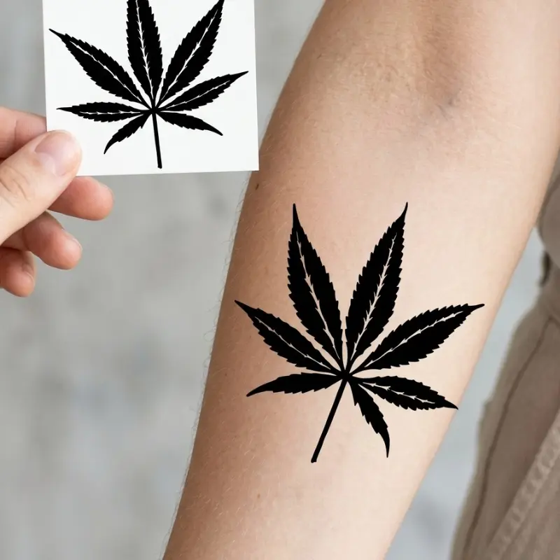 4 Pack Black Leaf Temporary Tattoo Set, Bold Botanical Body Stickers for Arms, Shoulders, Chest and Festivals