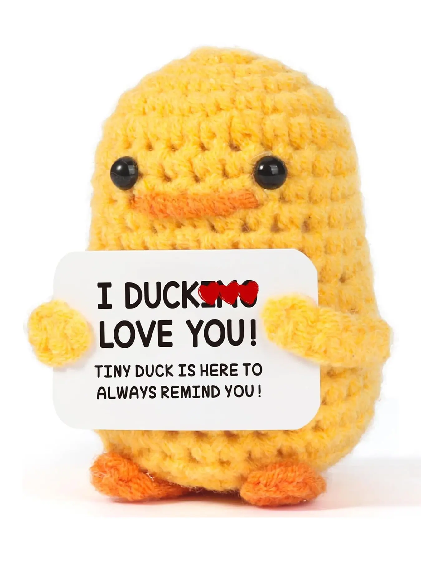 Valentines Day for Him Her - Funny Romantic Anniversary Small Cute Crochet Duck Gifts Amigurumi Gift for Women Men Wife Husband Girlfriend Boyfriend Fiance Couple Lover Birthday Wedding Engagement Present Soft Cuddly Gift