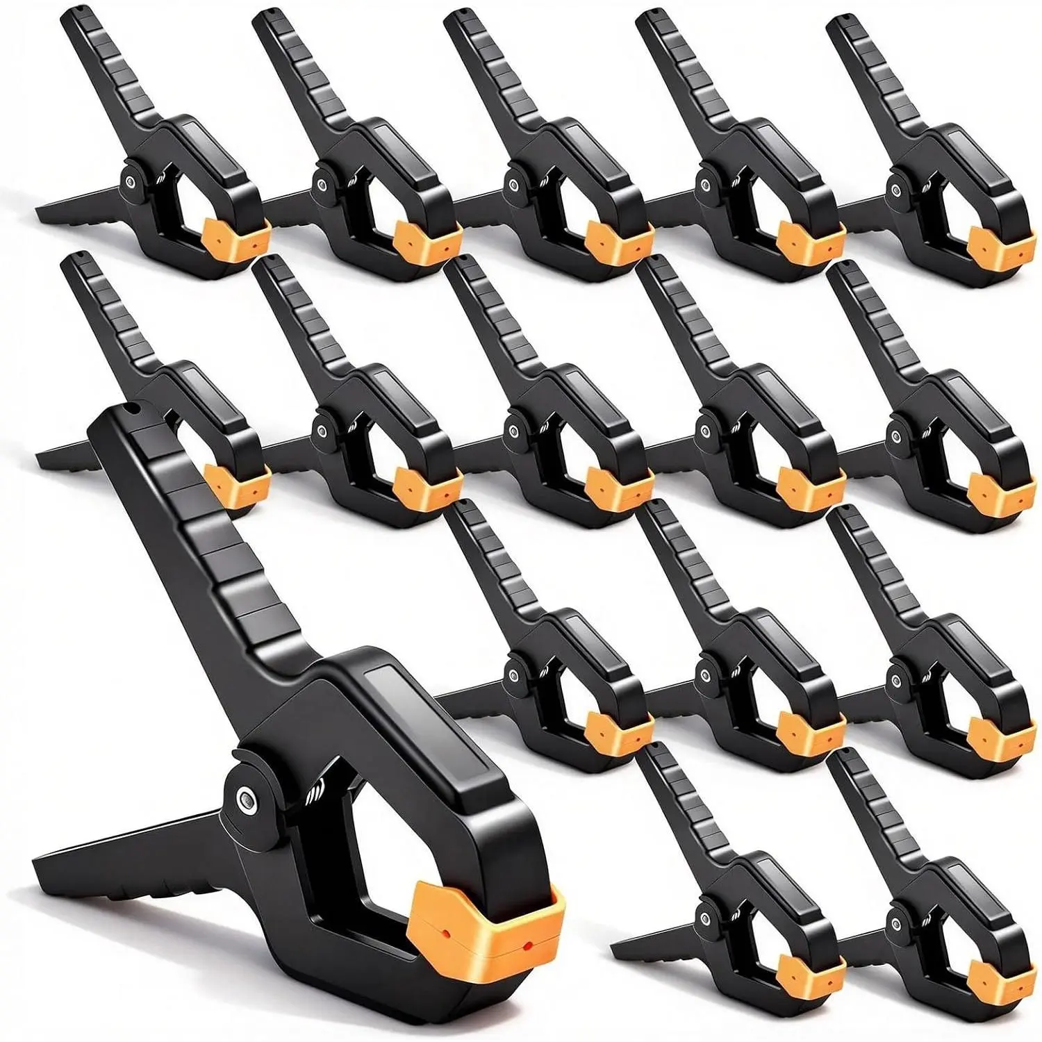 16 Pack Spring Clamps Heavy Duty - 3.5 Inch  Clamps for Woodworking, Spring Clips Clamp for Crafts,Photography Backdrop, Balloon Arch and  with Non-Slip Handles and Adjustable Jaw Pads,Orange