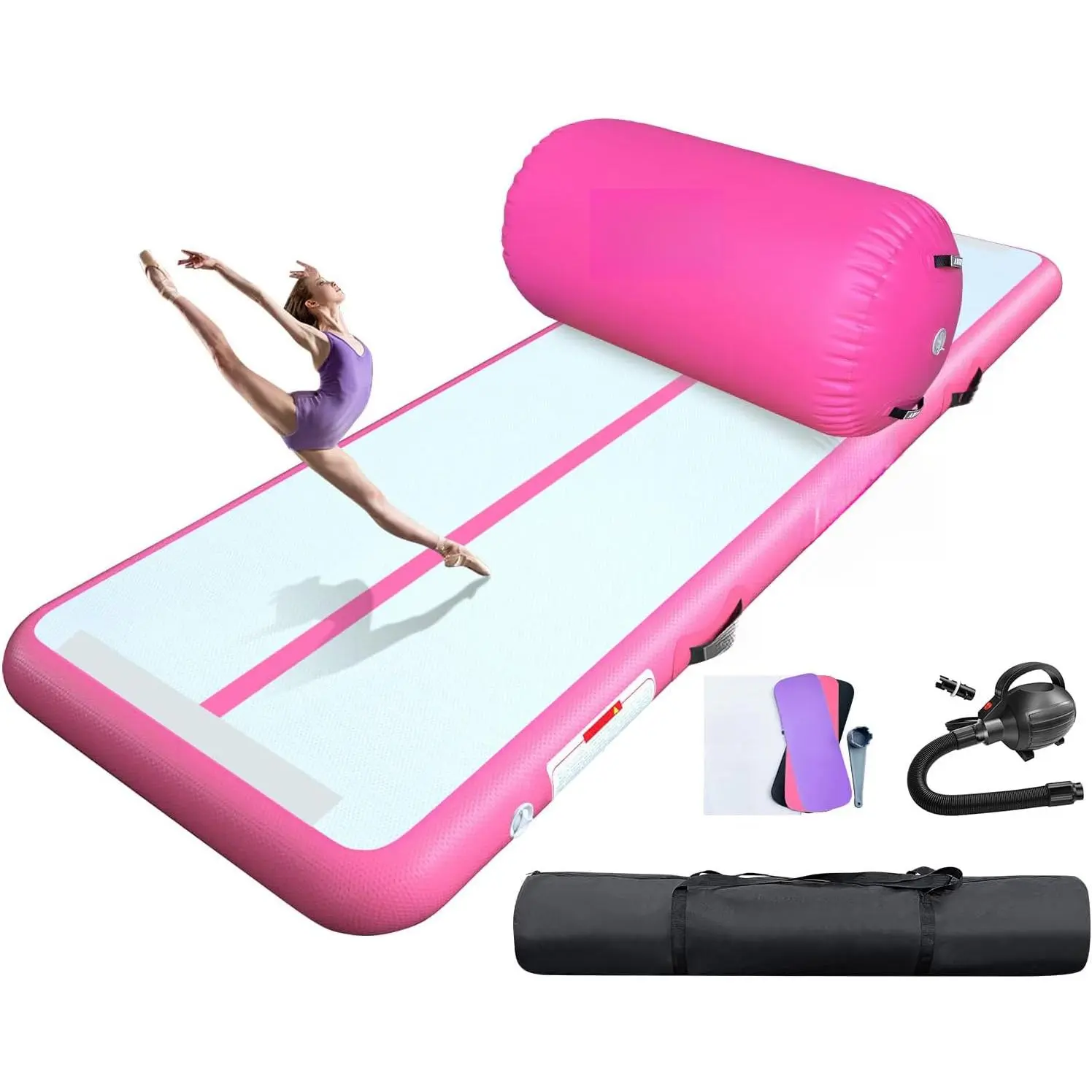 Inflatable Gymnastics Mat 10ft/13ft/16ft/20ft/23ft Training mat 4/8 inches Thick tumbling mat with Electric Pump for Home/Gym/Outdoor