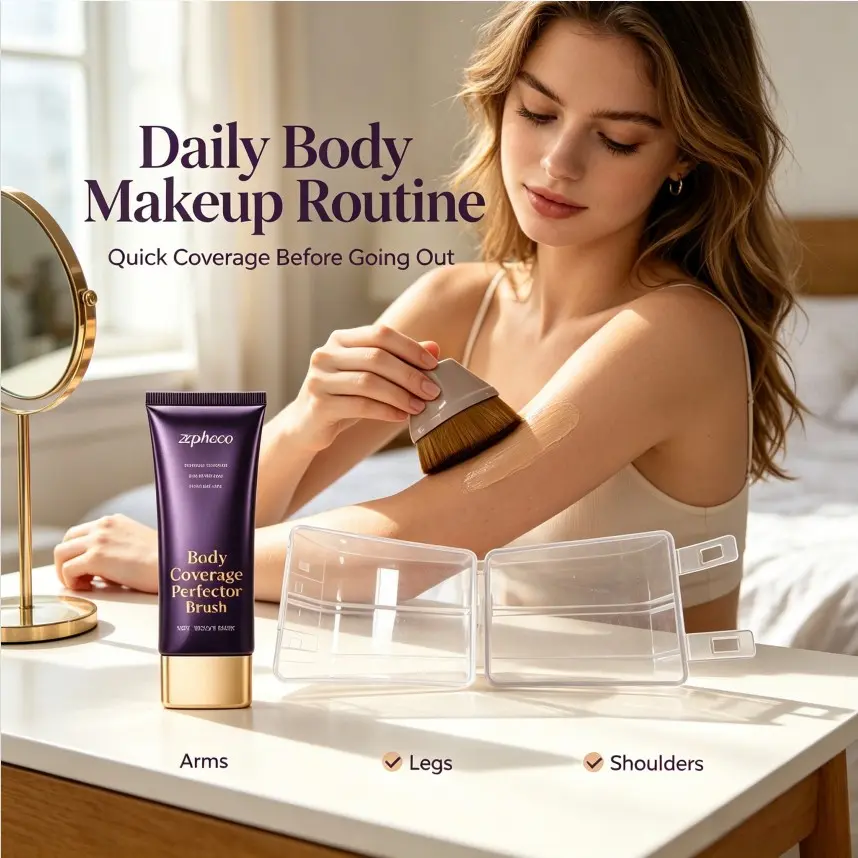 Body Concealer Protection Lotion with Portable Brush Set, Seamless Flawless Perfect Body Makeup, Body Coverage Perfector, Long-Lasting Formula, Sunscreen & Concealer Combo