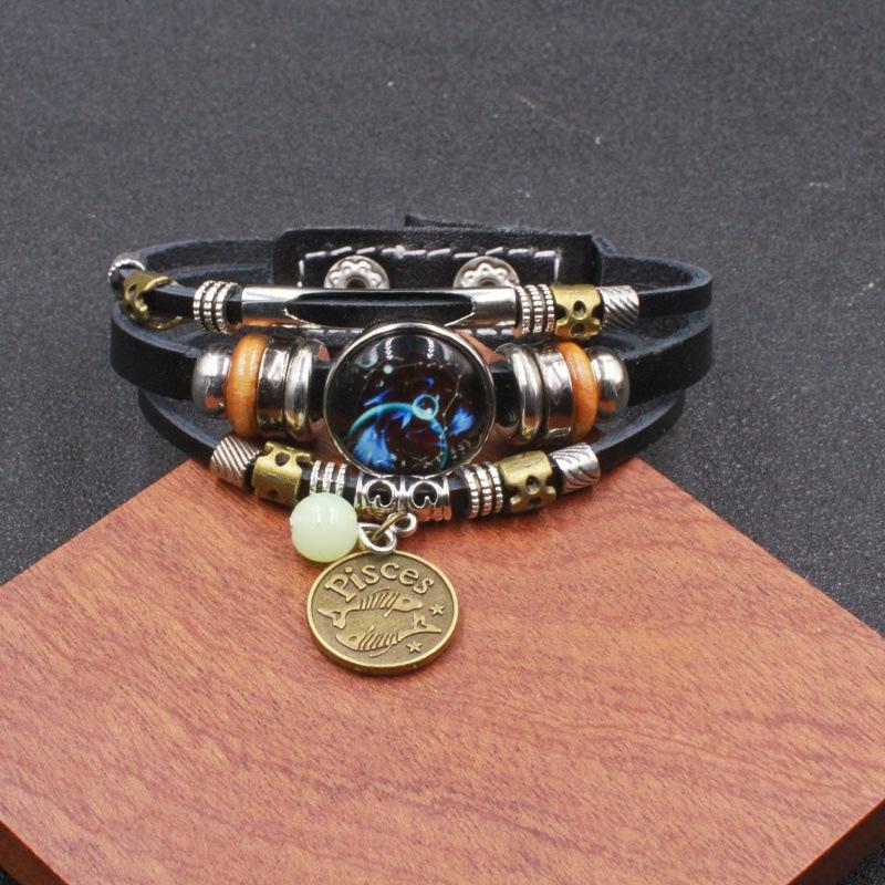 Twelve Zodiac Sign Bracelets Korean Style for Couples and Friends Fluorescent Glowing Bangles Jewelry Gifts Ideal for Her Him Twelve Zodiac Sign Bracelets Korean Style for Couples and Friends Fluorescent Glowing Bangles Jewelry Gifts Ideal for Her Him