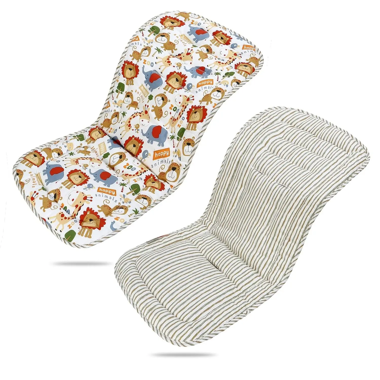 Reversible Universal Breathable Soft Baby Stroller Cushion Infant Car Seat Insert 100% Cotton Newborn Seat Liner 34x78cm 1 Pack