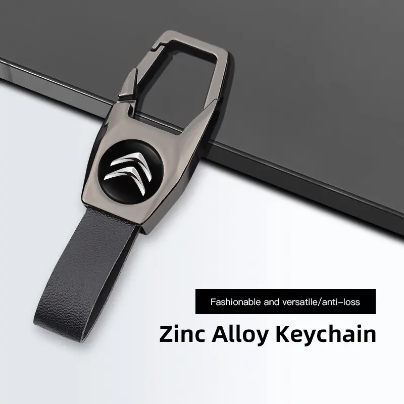Deluxe PU Leather Keychain with Car Badge Keychain Pendant For Citroen C3 C5 C5X C4 e-C4 X e-C3 C-Elysee Berlingo C1 C-Crosser C6 C2 AIRCROSS