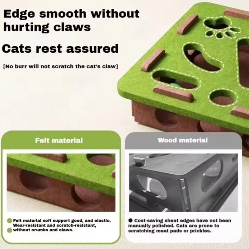 Felt Cat Puzzle Toy with 5 Colorful Balls, Interactive Cat Maze Box Keeps Paws Safe and Entertained, Ideal for Intelligent Play Felt Cat Puzzle Toy with 5 Colorful Balls, Interactive Cat Maze Box Keeps Paws Safe and Entertained, Ideal for Intelligent Play