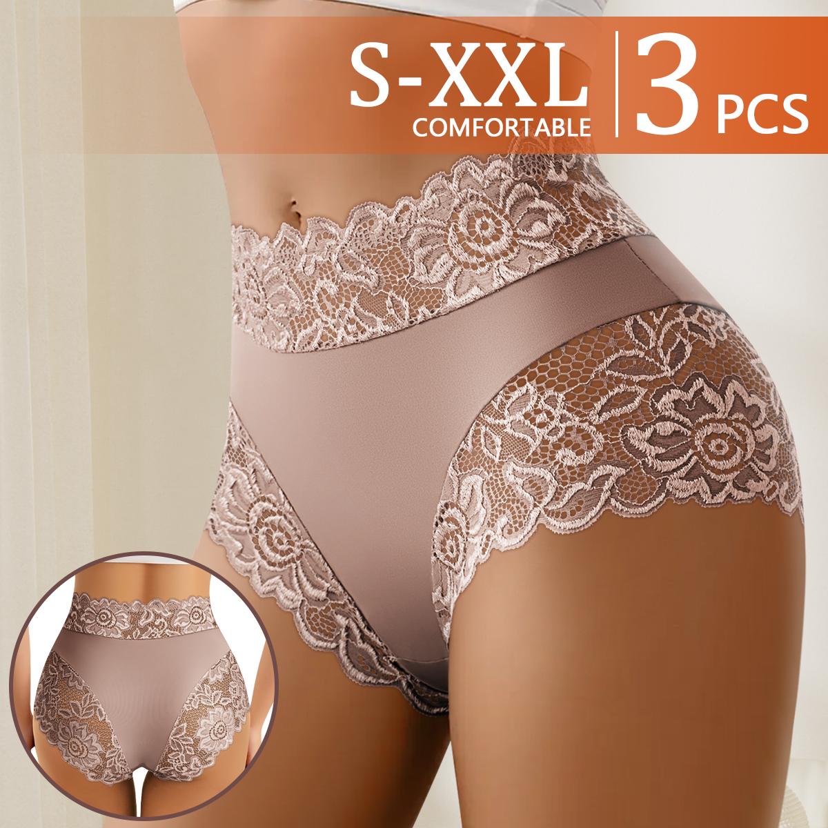 QUASTI 5-Pack Silky Smooth & Sexy Lace Mid-Waist Panties for Women, Lightweight Breathable Fabric Briefs, Soft Stretch Everyday Intimates, S-XXL