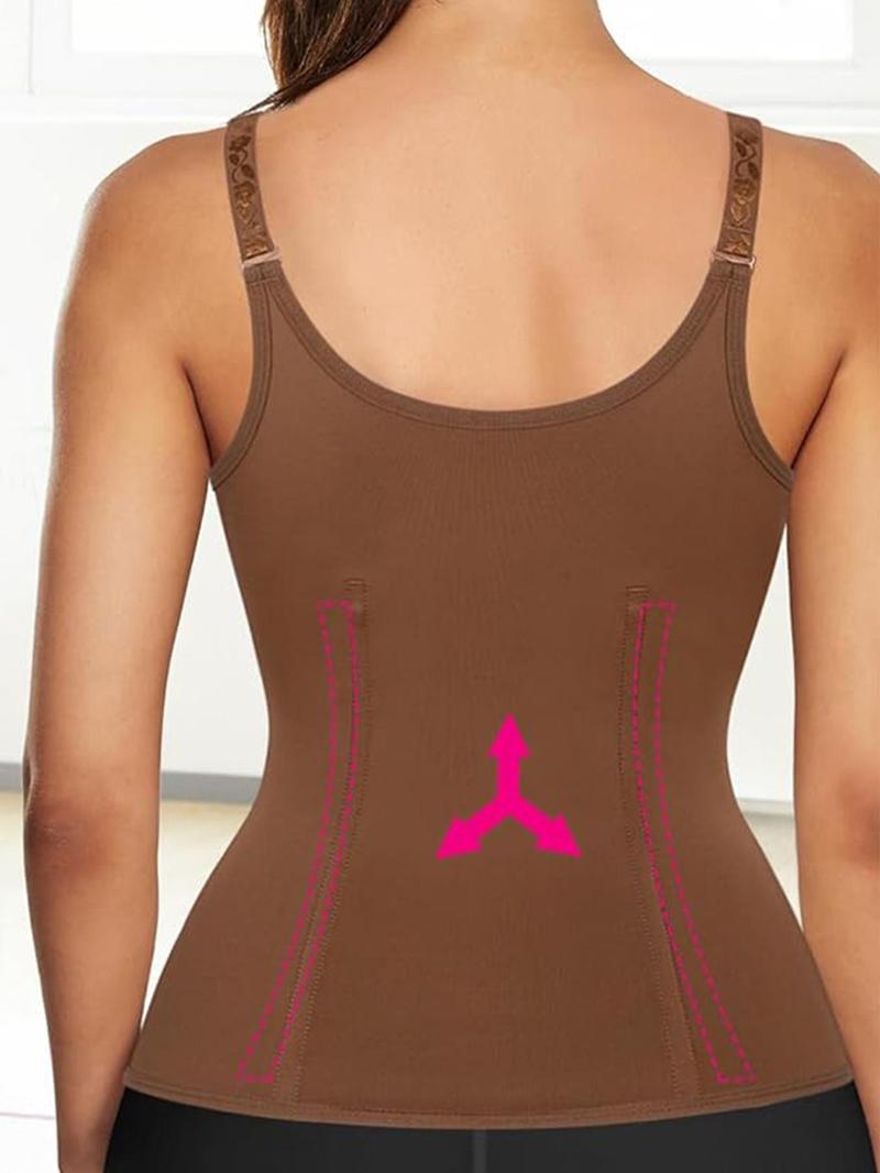 Women's Adjustable Strap Zipper Shapewear Top, Tummy Control Waist Trainer, Corset Waist Shapewear, Ladies Shapewear for Fall, Matt Waist Trainers