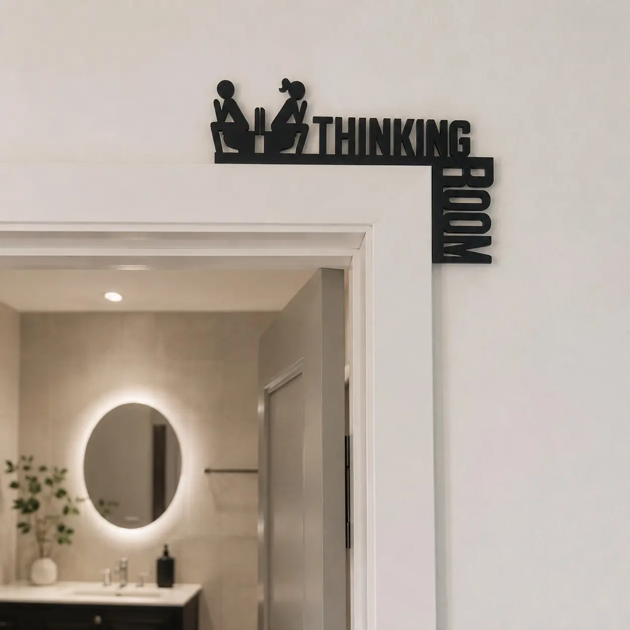 1 Pc Thinking Room Door Hanger Sign – Funny Bathroom Door Plaque with "Thinking Room" Letter Design. Wall Mount Wooden Door Decor for Bathroom, Restroom, Home, Office, Café & Farmhouse Style, Easy to Hang
