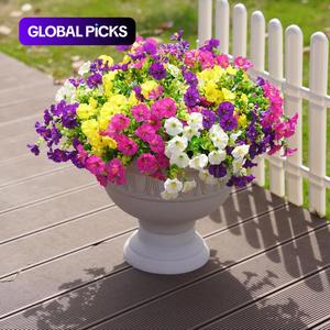 artificial potted plant, 10pcs faux flower with uv protective function, uv resistant flower, decorative flower for outdoor home flowerpot porch terrace decoration, home decor