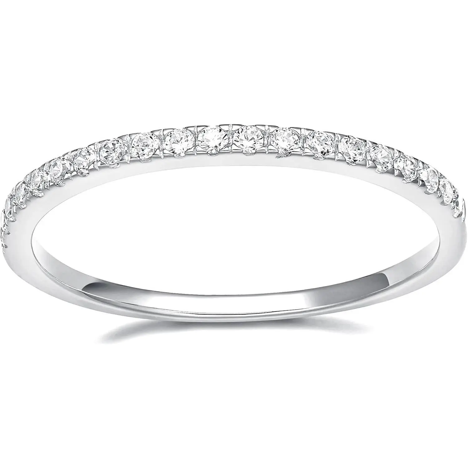 EAMTI 2mm Wedding Band Cubic Zirconia Half/Full Eternity Stackable Brass Engagement Ring Size 3-13