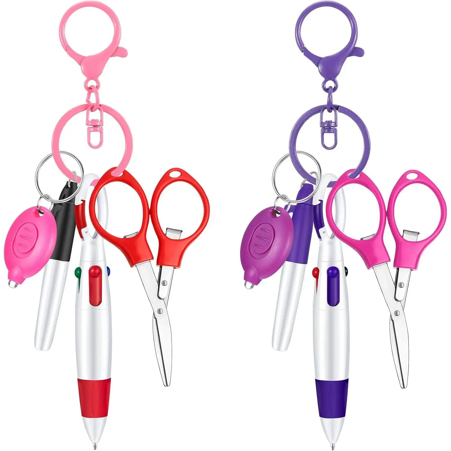 10 count Nurse Badge Accessories Nurse Pen Set Include Permanent Marker Pen, Retractable Ball Pen,   Clip, Foldable Scissor with LED Flashlight  for (, )