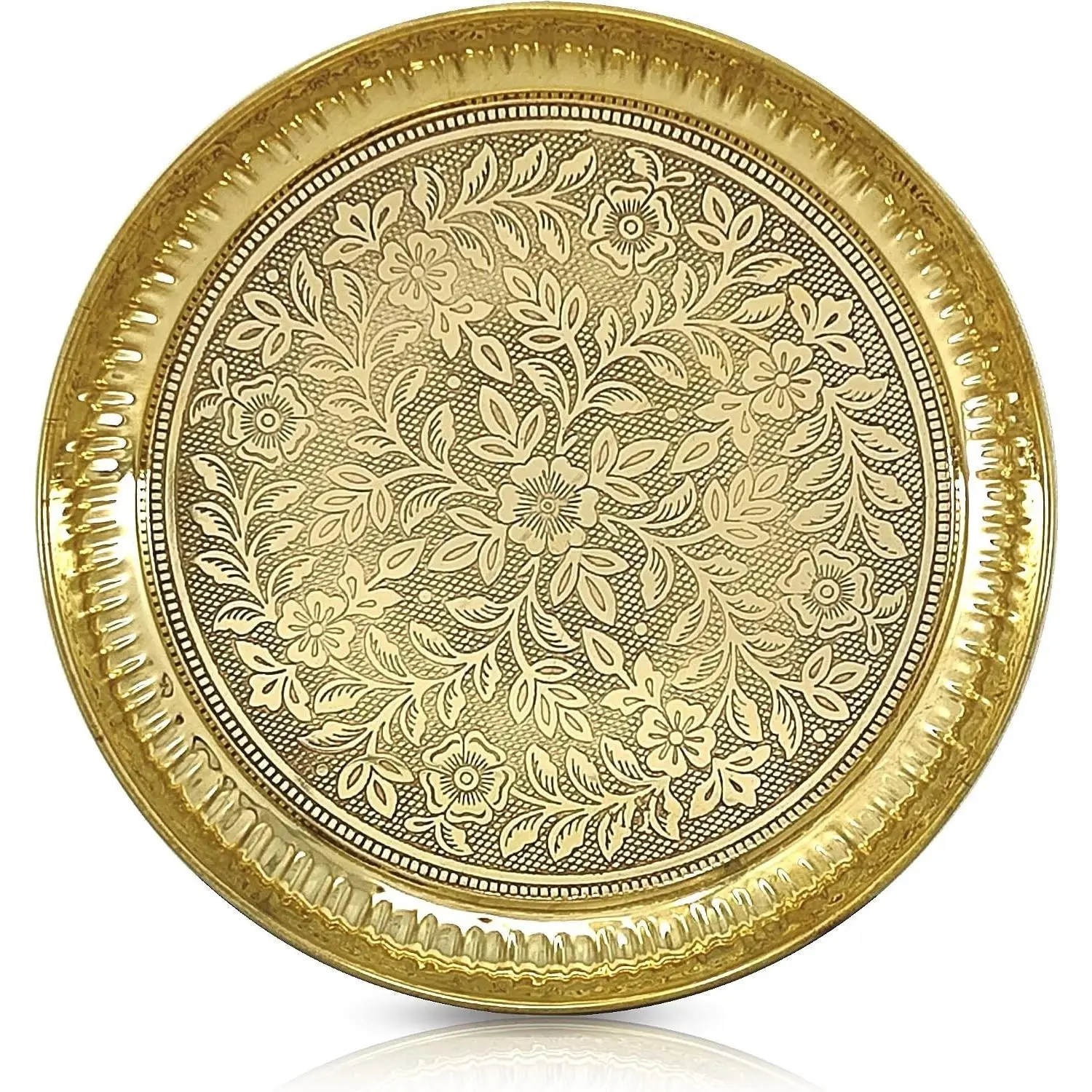 6 Inch Brass Pooja Plate Pital Puja Set Arti Thali Traditional Handcrafted for Home Office Mandir Wedding Return Gift Items