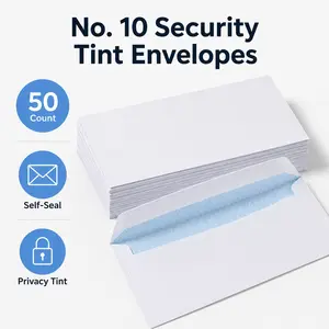 50 Pack Confidential Self-Adhesive Envelopes, No Window, 4-1/8x9-1/2 Inches, Privacy Anti-Spy Office Letter Bags, Office Supplies