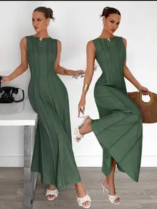 Elegant Sleeveless Maxi Dress for Women, Slim Fit Waist Formal Gown, Formal Wear, Wedding Guest Party Dress, Multiple Colors Available