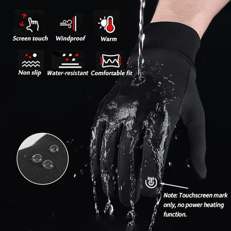 Winter Thermal Gloves, Water-resistant Design Thin Fleece Lined Warm Touchscreen Windproof Compatible Outdoor Sports Essentials, Warm Winter Gloves - For Outdoor Cycling, Driving, Running, Hiking, Great Valentine’s Day Gift - Nice Holiday Present