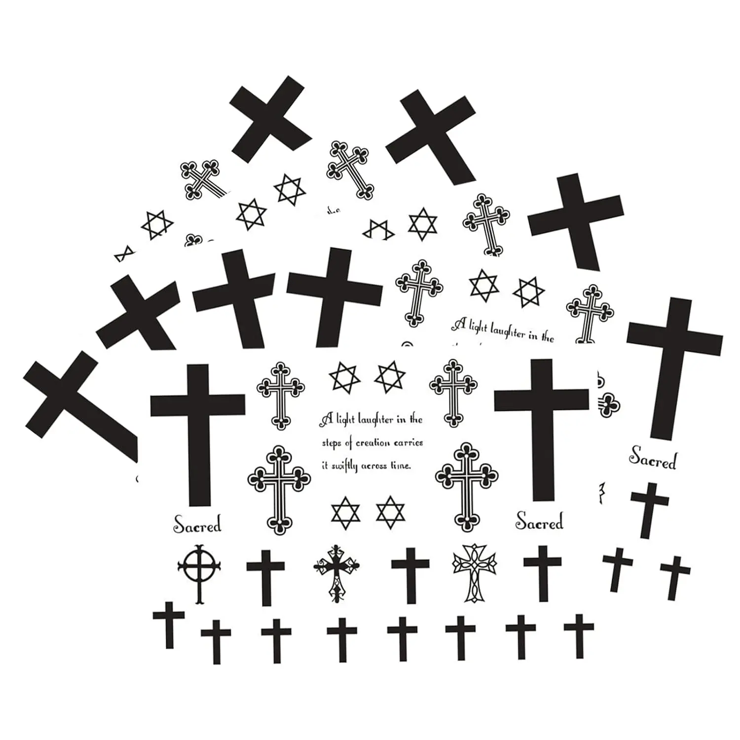 Black Cross Waterproof Temporary Tattoo Men and Women Scars Painted Small Cross Tattoos Sticker 5 Sheets 10x17CM