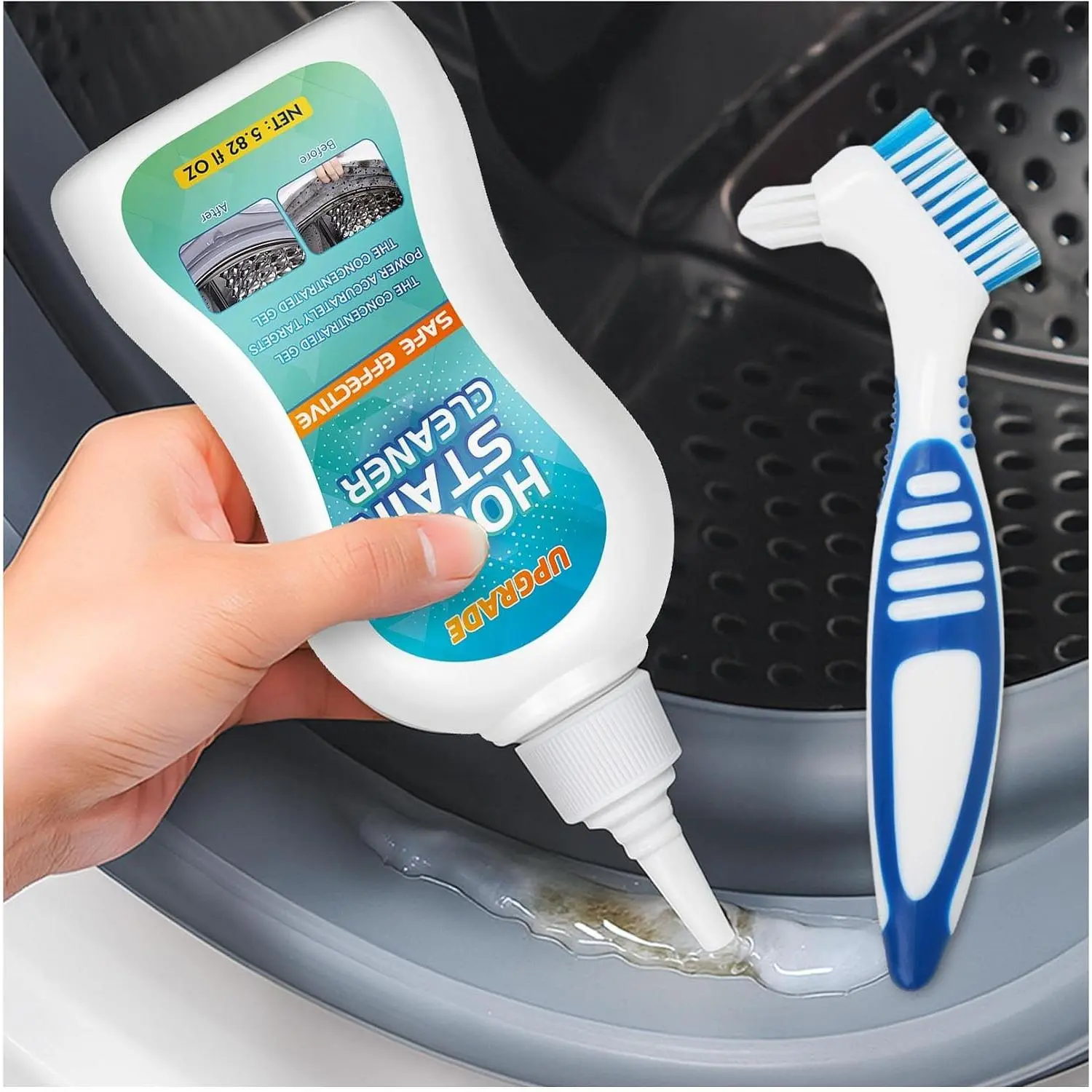 Mold Stain Cleaner Gel 5.82 Fl oz All-Purpose Gel for Home Use on Washing Machine Gasket Bathroom Grout Sink Shower Caulk and Front Loader Seal