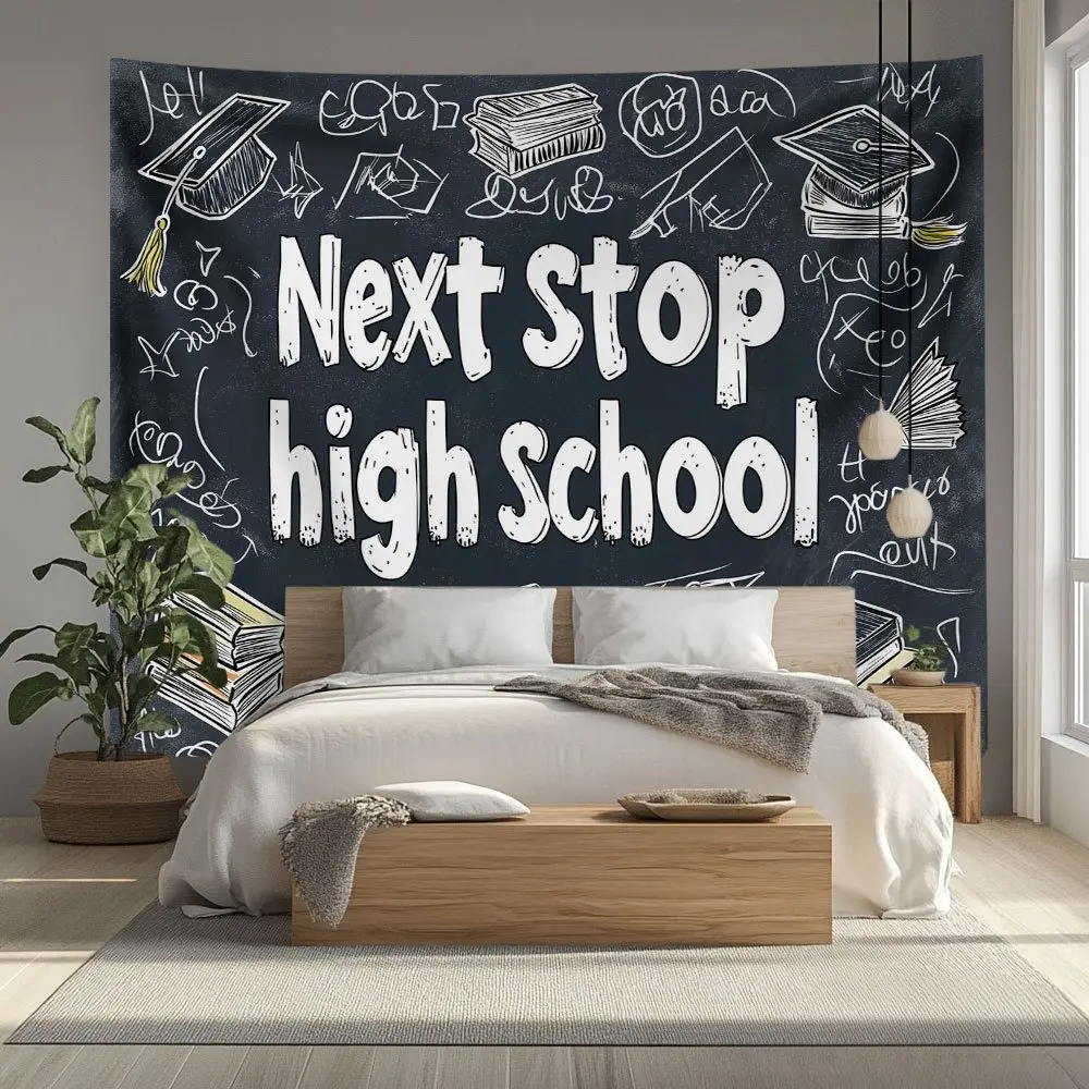 Next Stop Graduation Backdrop Academic Journey Tapestry Wall Hanging, Graduation Photography Background, Premium Polyester Celebration Decor for Graduation Event, Family Gathering, Photo Booth, Stage Setup, Party Display
