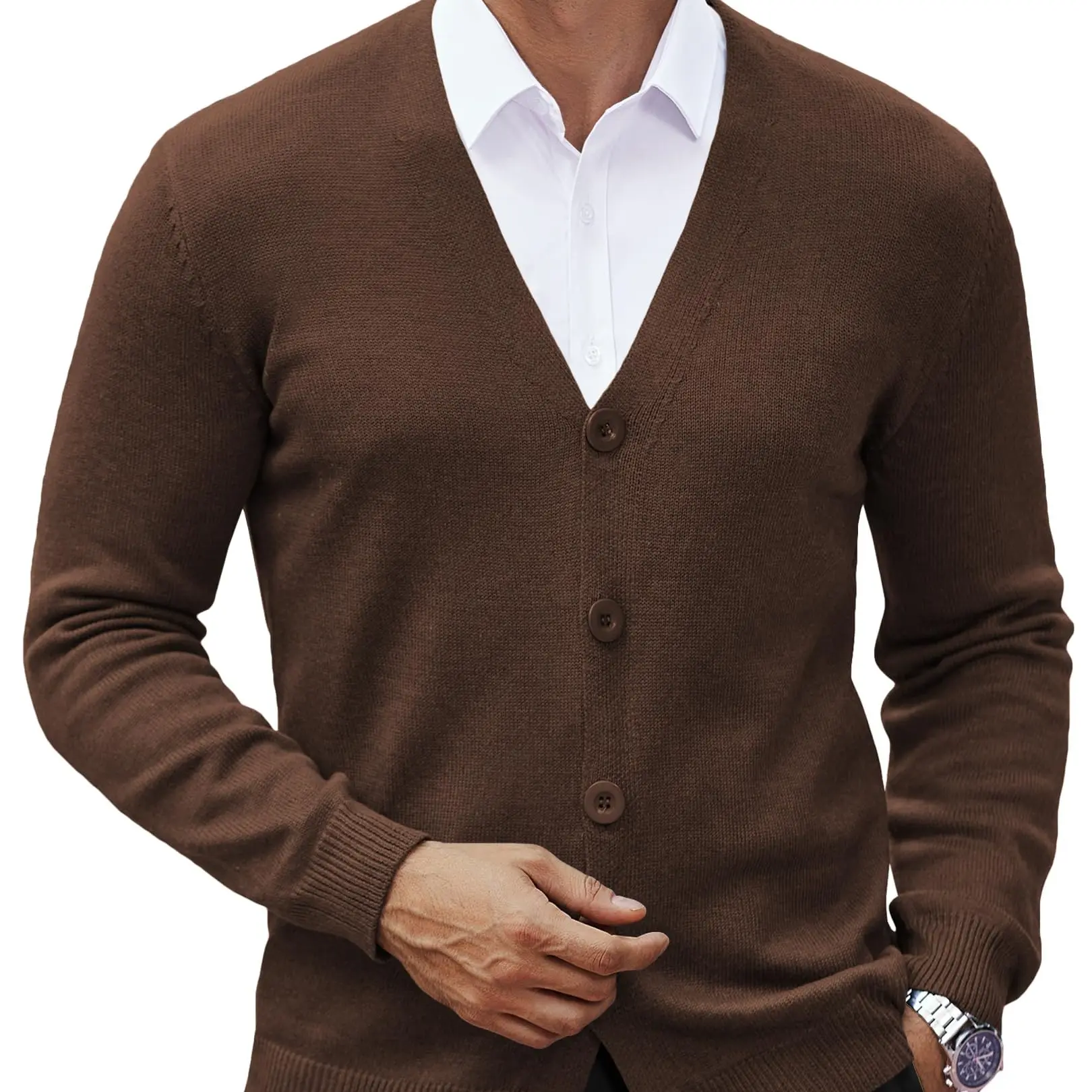 Men's V Neck Cardigan Sweater Casual Lightweight Button Down Knitted Cardigan Sweater