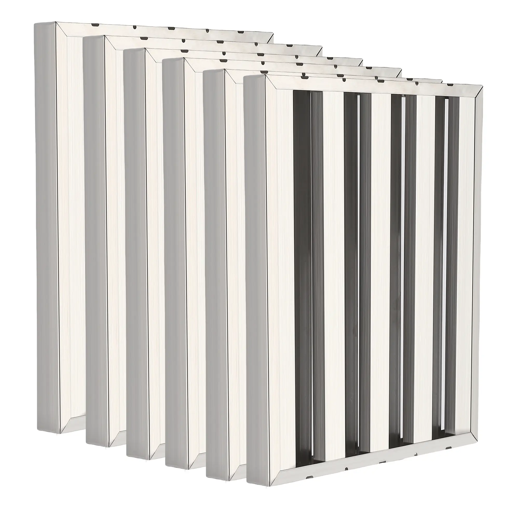 6 Pack Commercial Microwave Hood Filters – 430 Stainless Steel, 5-Groove Grease Baffle, Durable for Kitchen Exhaust Canopy Range, Oil Water Separator System, 19.5"W x 15.5"H