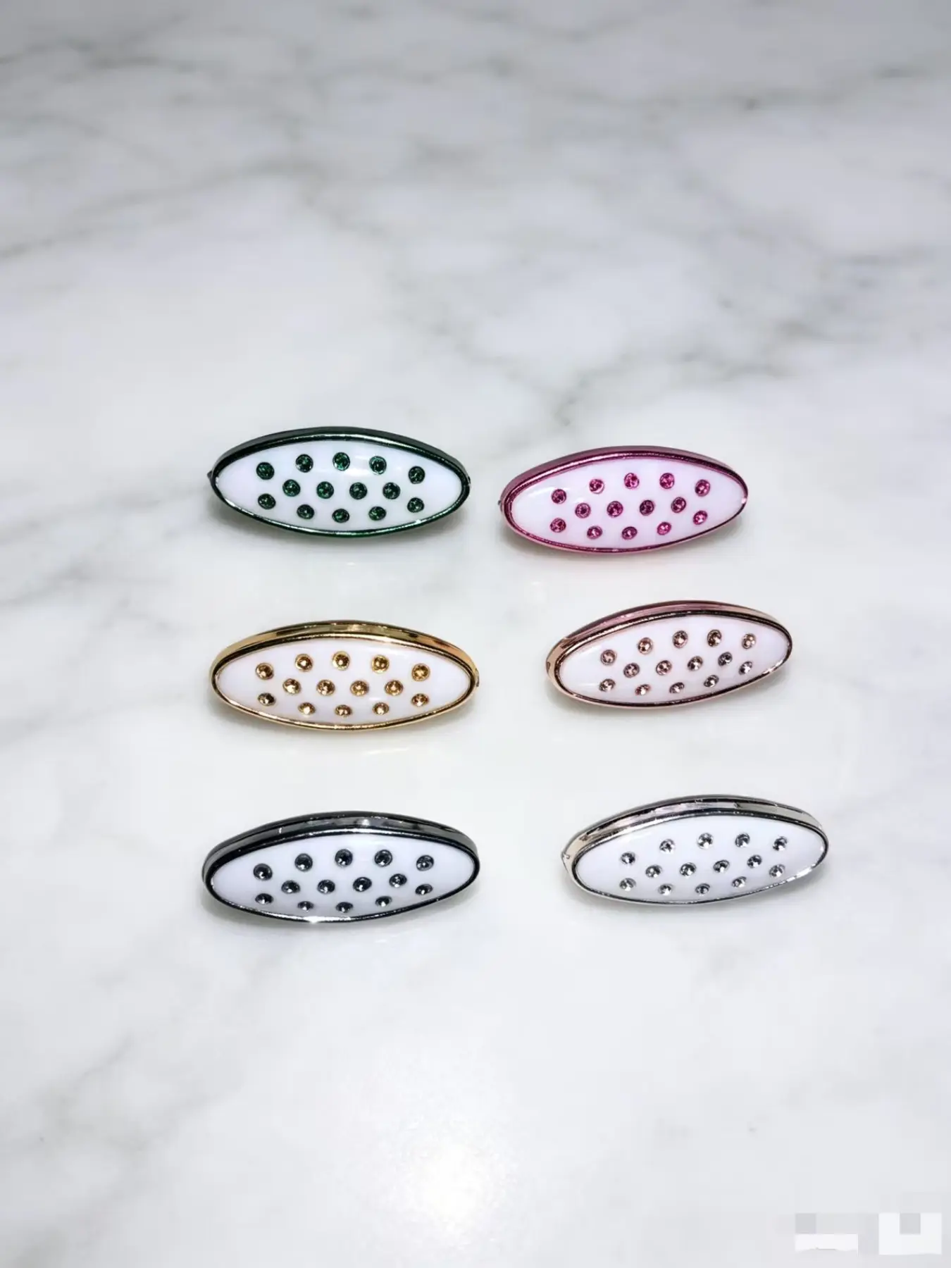 Colorful Brooch Pins 6pcs Set, Rhinestone Plastic Clip, Necklace Holder, Head Cover Pin, Oval Scarf Clip, Silk Scarf Clip
