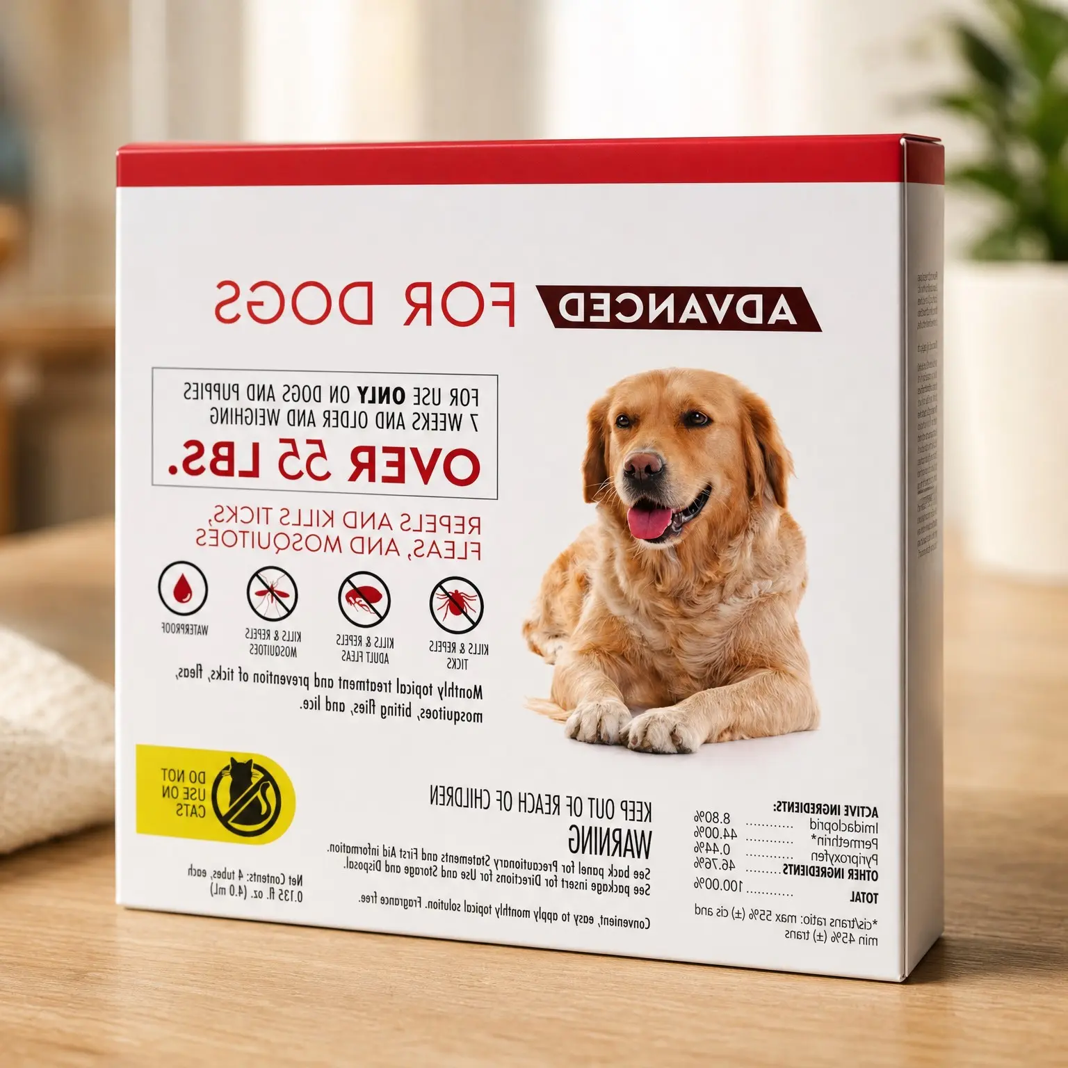 Advanced Flea & Tick Treatment for XL Dogs Over 55 lbs, 4-Month SupplyGift