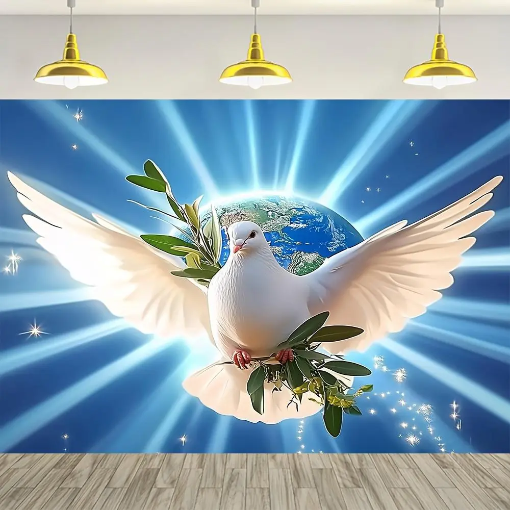 Peace Dove & Earth Design Polyester Wall Hanging Tapestry - Lightweight Photo Booth Background, Seasonal Decor, Universal Occasion Gift for Animal Theme Lovers
