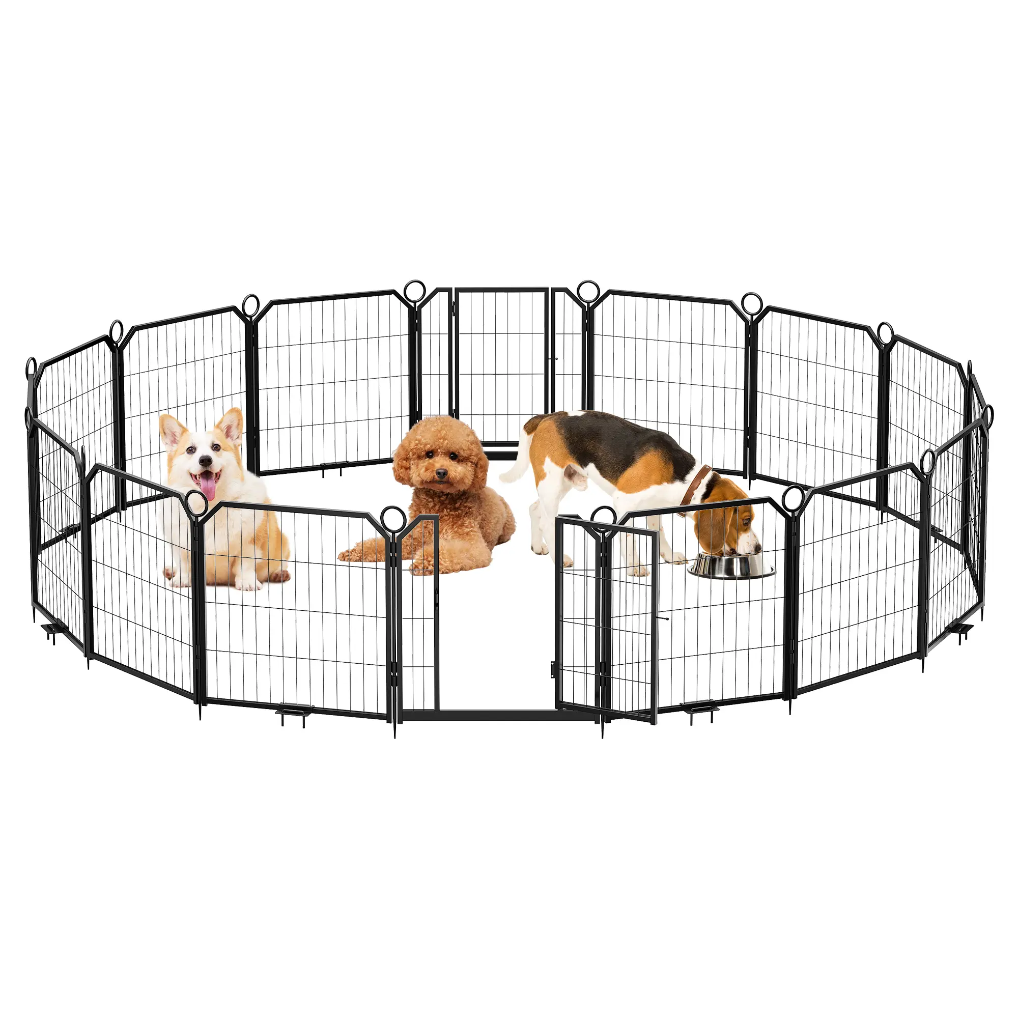🐾 Instantly puppy-proof your life. Heavy Duty Metal Dog Playpen – 8-Panel Collapsible Fence with Gate, Secure Stakes – 3 heights available (24/32/40") for Indoor, Yard or RV ✨
