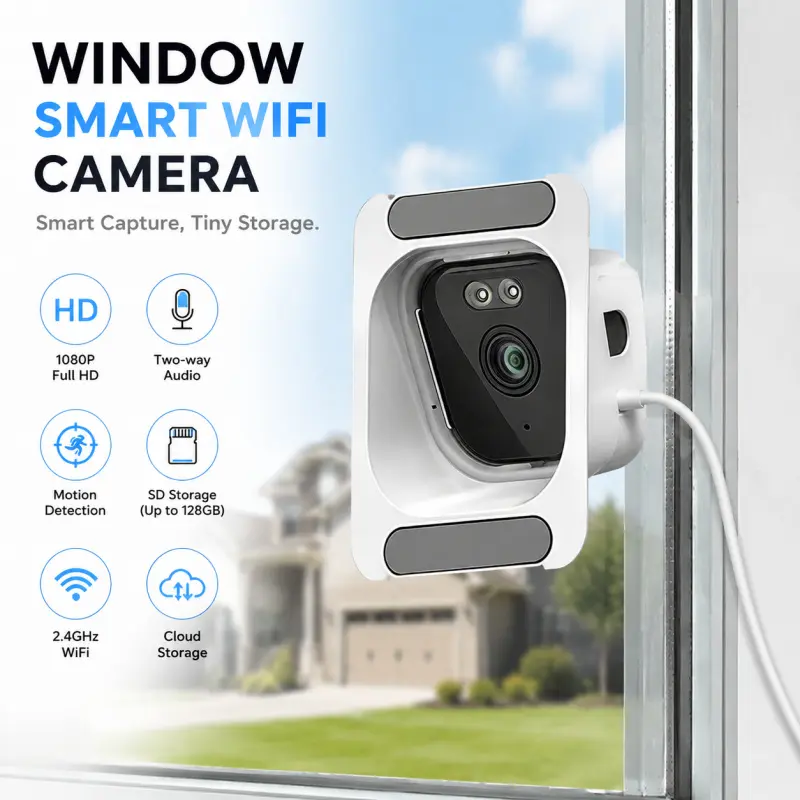 2K Window Security Camera, Dual Band WiFi, Full Color Night Vision, Smart Motion Detection, Two-Way Audio, 24/7 Recording, Easy Setup Home CCTV Camera, Wifi Surveillance Camera, Wifi Indoor Cameras