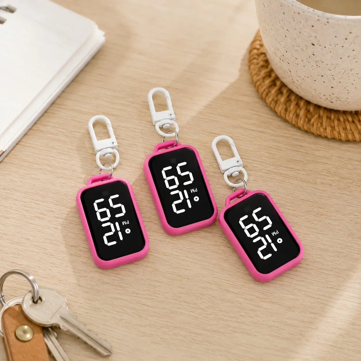 3-Pack Mini Digital Clock Keychain, LED Display, Portable Pocket Clock, Perfect Gift for Christmas, Easter, Birthday, Graduation, Back-To-School