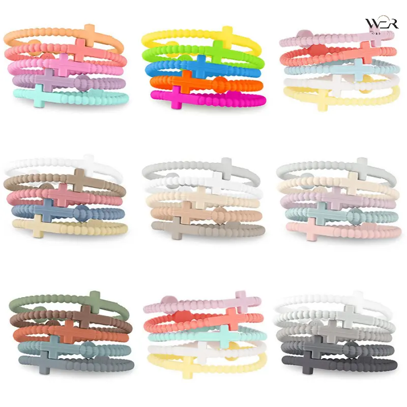 New‑Style Silicone Wristband, Cross & Heart Cross Pattern Bracelet, Trendy Fashion Wrist Accessory, Suitable for Daily Casual Wear and Party Styling Occasions
