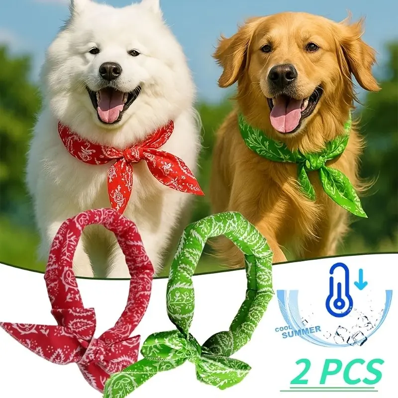 2-Pack Dog Cooling Collar, Pet Cool Neck Wrap, Breathable Reusable, Summer Heat Relief, Suitable for Outdoor Dogs and Cats