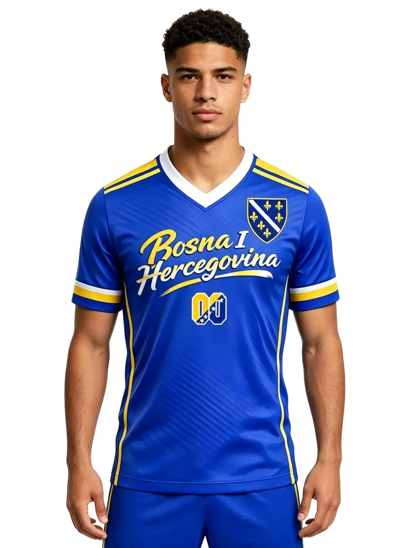 Bosnian Fan Short Sleeve T-Shirt, Balkan European Nationalistic Design, Quick-Dry Round Neck, Loose Fit, Unisex, All Seasons