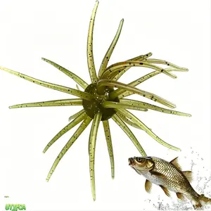 10 Pack Multi Tentacle Sea Urchin Soft TPE Fishing Lures Bulk Pack, Glitter Speckle Floating Artificial Swim Baits, Stretch Tear Resistant Worm Tackle With Lifelike Swimming Action For Bass Panfish Freshwater Saltwater Shore Boat,Fishing essentials