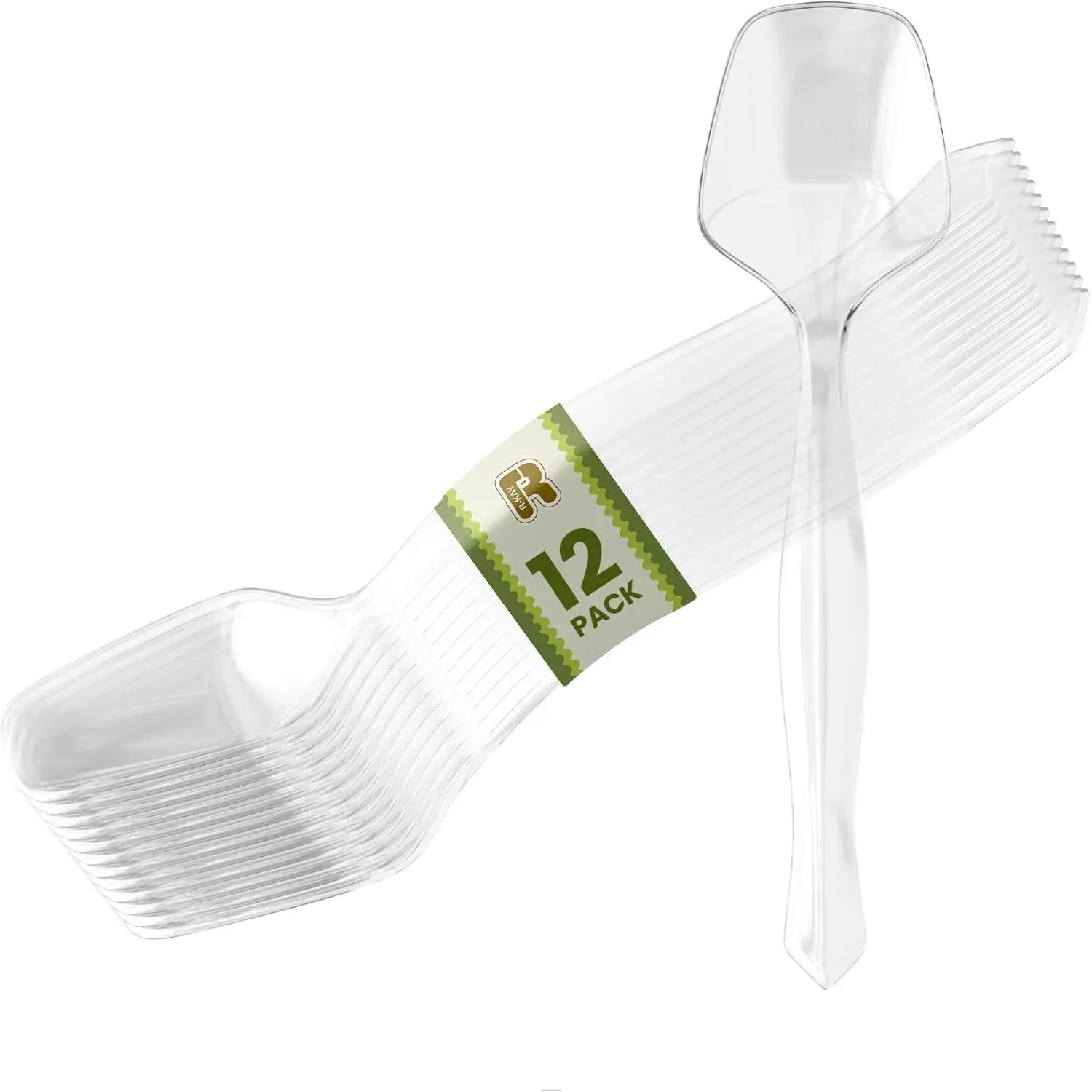 12 Pack Plastic Serving Spoons For Buffet - Clear Plastic Serving Utensils For Hot And Cold  - Heavy Duty Disposable Serving Utensils For Parties, Holidays And Gatherings (8.5 Inch, 12, Count)