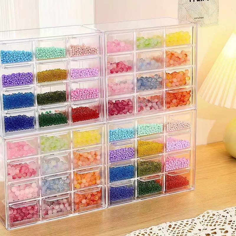 DIY Handmade Bead Storage Box Drawer Style Dust proof Desktop Handmade Bead and Sorting Box Transparent Material Box Durable Plastic Organizers Clear Organizer