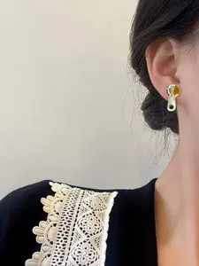 Creative Zircon Earrings with Zipper Design, Octagonal Base, Detachable Triangle Studs, Elegant for Office and Dates