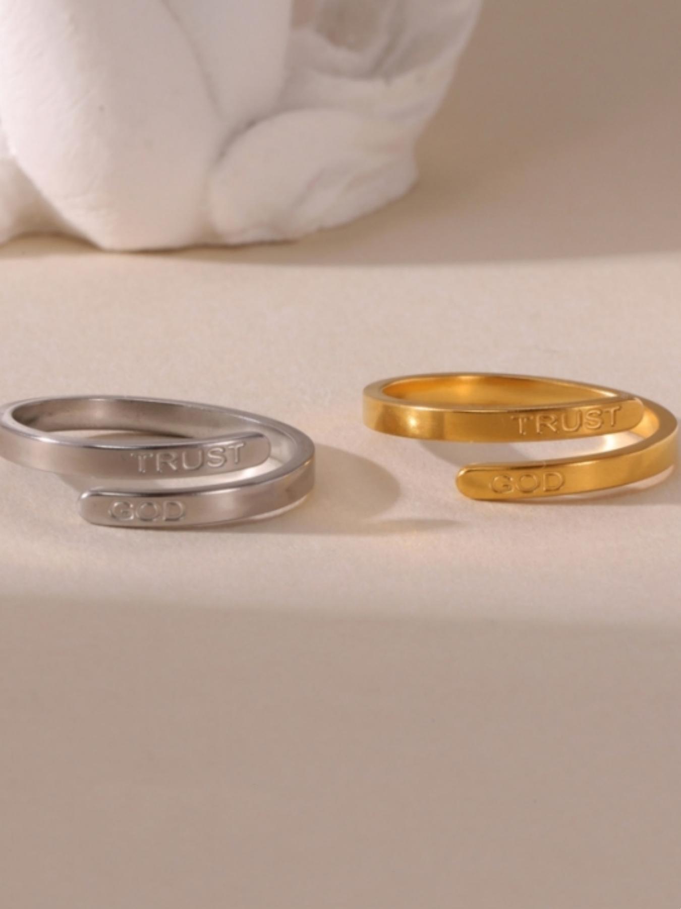 Letter Engraved Stainless Steel Ring, Fashion Jewelry for Party, Daily Clothing Decor, Trendy All-match & Exquisite Jewelry for Birthday Gift, Wedding Promise Rings, Personalized Jewelry