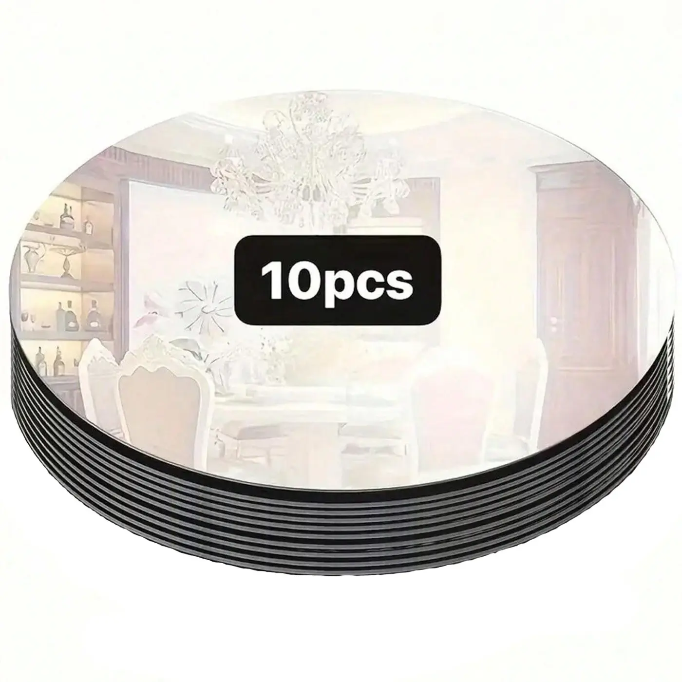 10pcs Acrylic Round Mirror Plates, 10cm/20cm/30cm, Ideal for Weddings, Birthdays, Parties, Elegant Decorative Accessories, Decorations Supplies