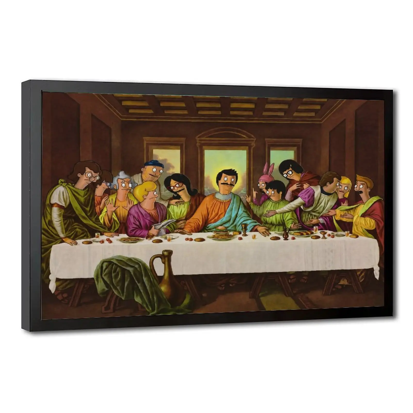 Bob's Burgers Last Supper Horizontal Canvas Print, Funny Cartoon Parody Wall Art, Suitable for Kitchen, Living Room Hanging Decoration