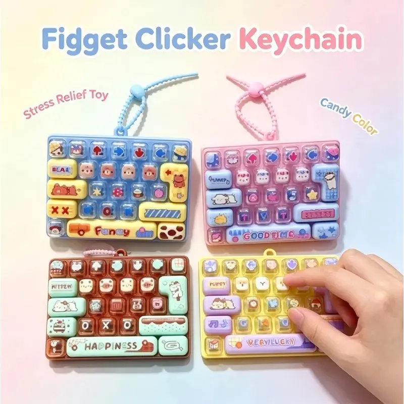Candy Colored Keycaps, Cute Animal Keychains, 26 Key Compression Keyboard Toys, Fidgets Keycaps, Clicker Bags, Pendants