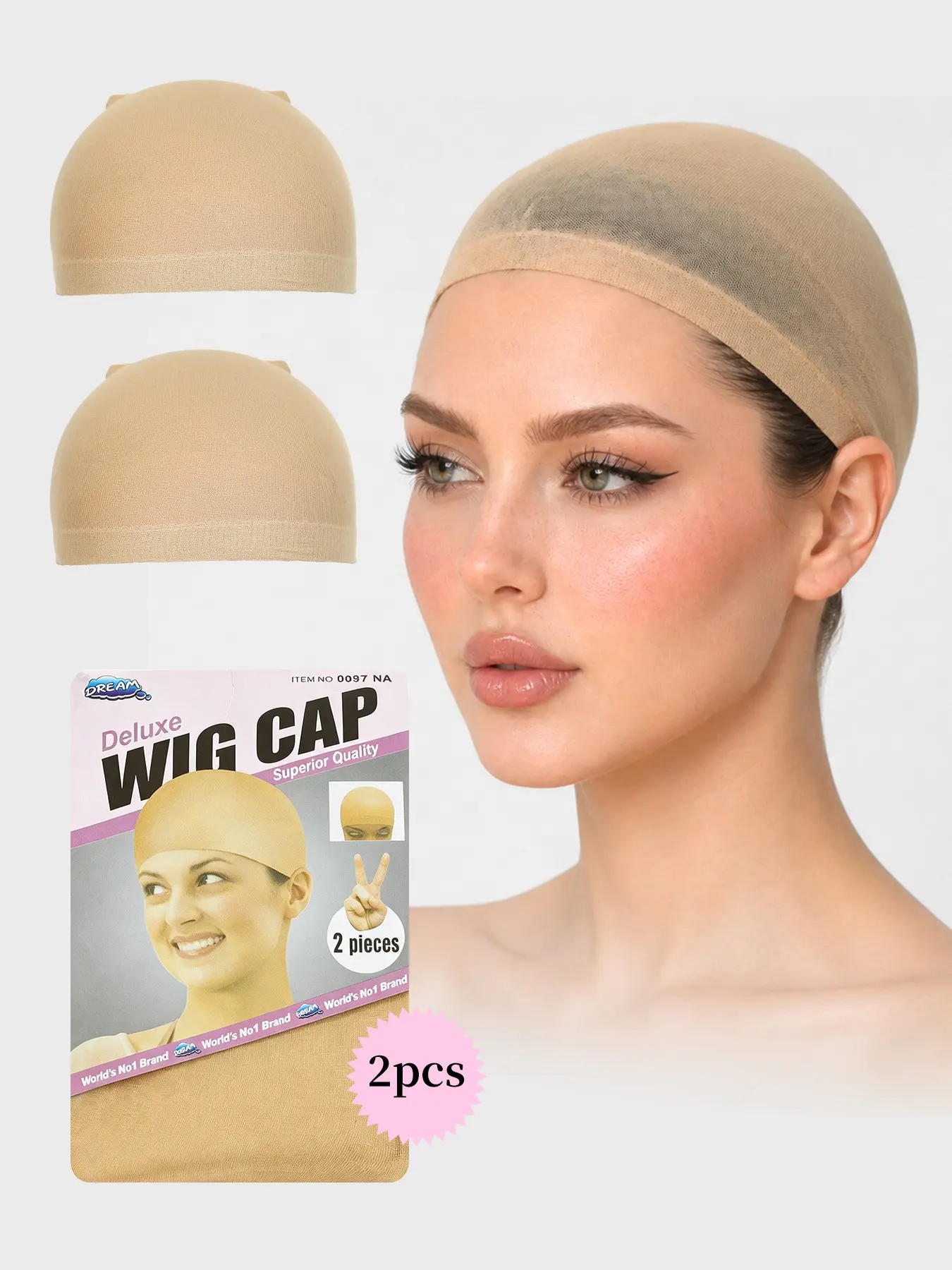2pcs Wigs Net Set, Flesh Color Elastic Hair Cap, Invisible Breathable Wig Base, Easy to Wear for Performances/cosplay