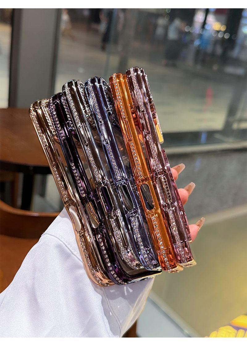 Women's Phone Case with Mirror & Stand for iPhone 12/13/14/15/16/17 Pro Max,17Air,14/15/16 Plus. Features a shiny frame, high-definition transparent material, and full-body drop-resistant design.