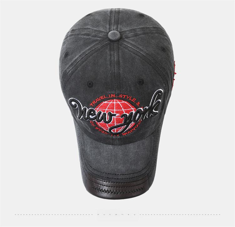 New York embroidered baseball cap, patch embroidered baseball cap, washed sun-shading cap, soft-top fashion cap