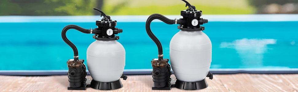GARVEE 13 Inch Sand Filter Pump - 3434GPH 3/4HP for Above Ground & Inground Pools up to 8500 Gallons, Includes 6-Way Multi-Port Valve & Strainer Basket, Easy Installation with 2Lbs Filter Ball.
