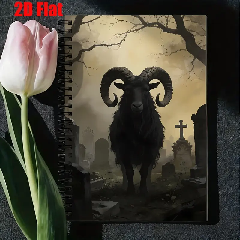 1 Spiral Bound Notebook 5.7x8.26 Inch, High-Quality Lined Pages, Durable Binding, Gothic Cemetery Art Design, Perfect for Halloween Journaling, Horror Story Writing, Wiccan Grimoire, Spooky Season Gift for Occult Enthusiasts and Dark Art Lovers [