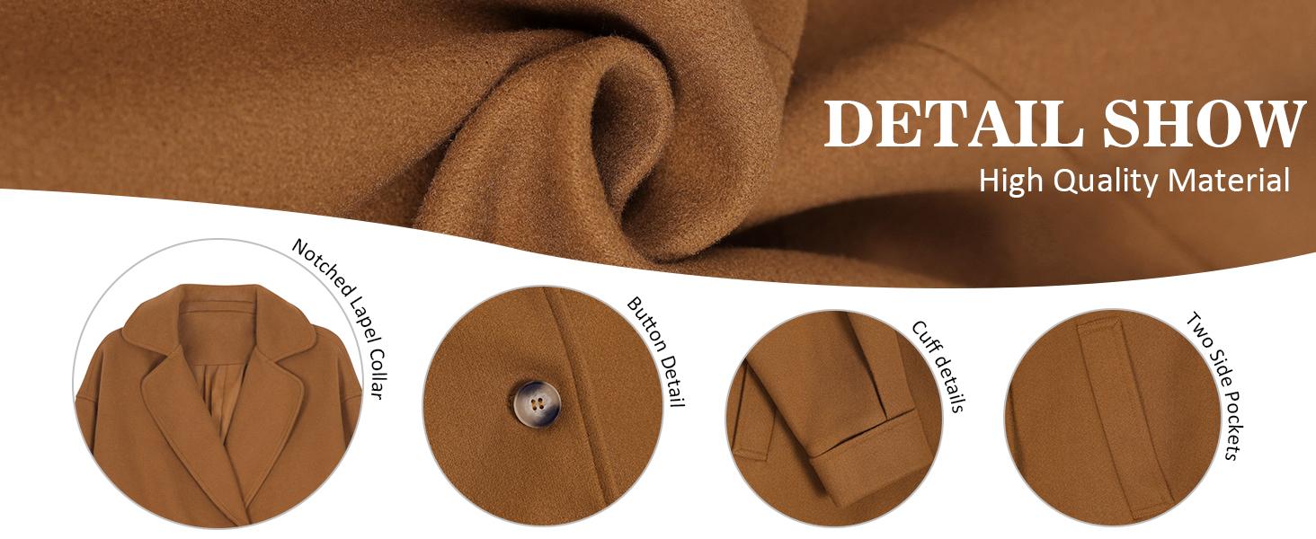 Women's Long Coat Notched Lapel Collar Double Breasted Pea Coat Winter Elegant Wool Blend Over Coats Jackets Women's Long Coat Notched Lapel Collar Double Breasted Pea Coat Winter Elegant Wool Blend Over Coats Jackets
