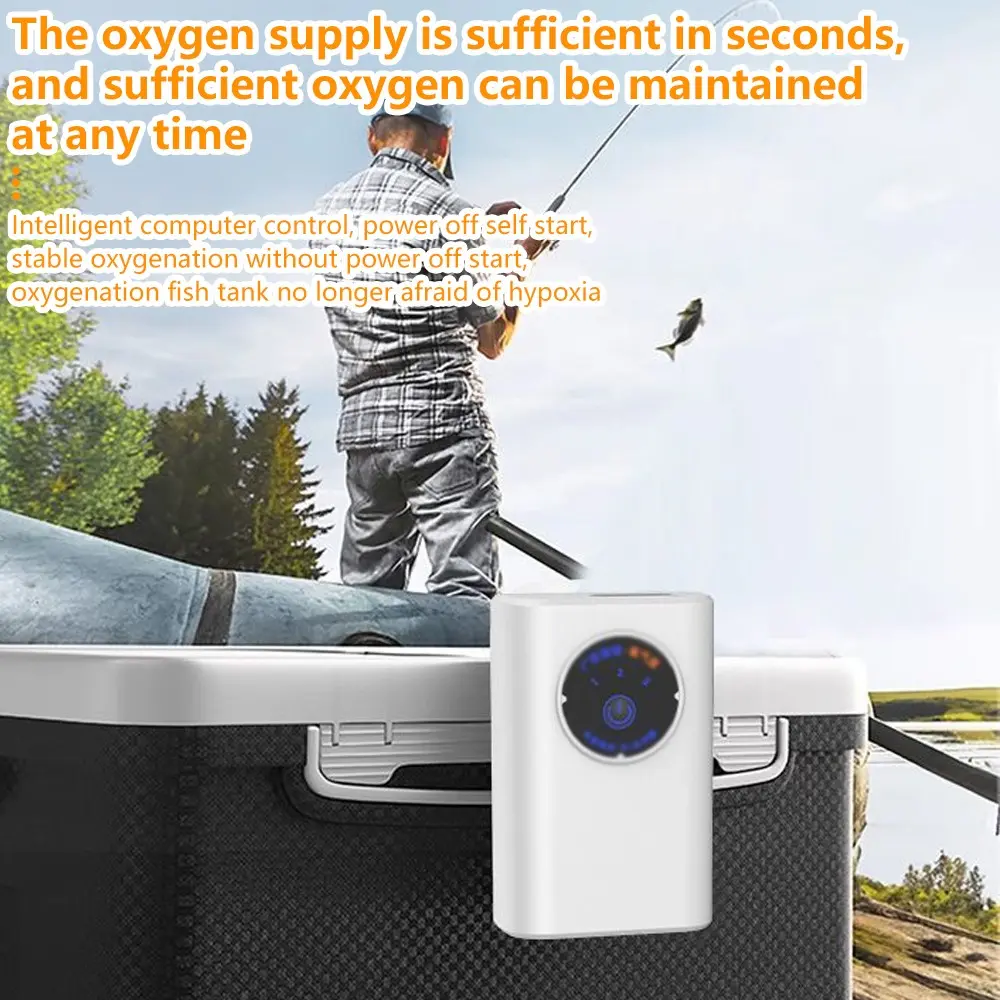 Minimalist Smart Oxygen Pump, Adjustable Three-Speed Ultra-Quiet Design, Ideal for Home Fishkeeping and Outdoor Fishing Use, Rechargeable Aerator