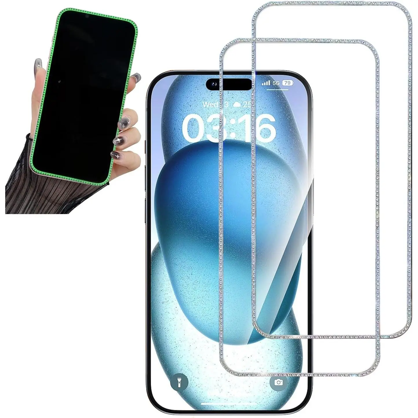 2 count Glitter Screen Protector suit for  Air 6.5Inch, Bling Shiny Shine  Night Sparkling Tempered Glass