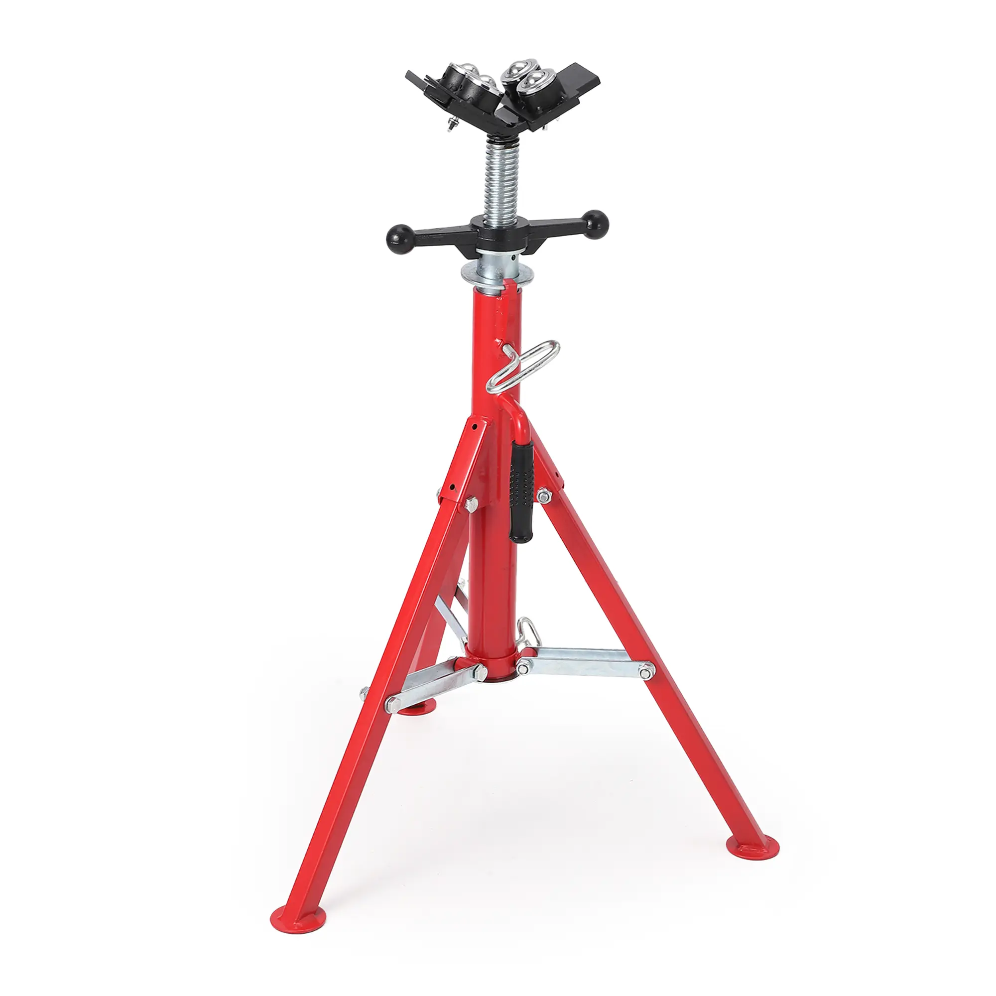 V-Head Pipe Support Stand – Adjustable Height,Folding Carbon Steel Tripod, Fits 1/8-12 Inch Pipes for Welding, Plumbing, Construction